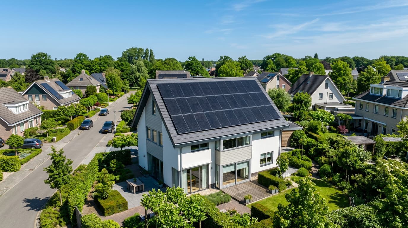 Dak met zonnepanelen als onderdeel van verduurzaming in Vaassen